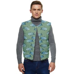 Fishes Pattern Background Theme Men s Short Button Up Puffer Vest	 by Vaneshop