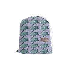 Fishes Pattern Background Theme Art Drawstring Pouch (medium) by Vaneshop