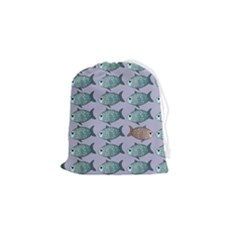 Fishes Pattern Background Theme Art Drawstring Pouch (small) by Vaneshop