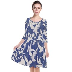 Bird Animal Animal Background Quarter Sleeve Waist Band Dress by Vaneshop