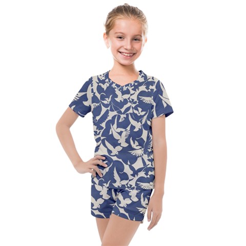 Bird Animal Animal Background Kids  Mesh Tee And Shorts Set by Vaneshop