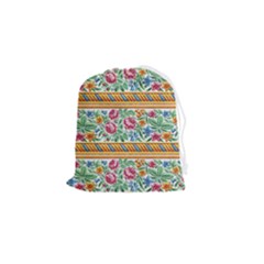 Flower Fabric Design Drawstring Pouch (small) by Vaneshop