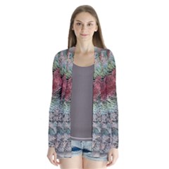 Design Pattern Scarf Gradient Drape Collar Cardigan by Vaneshop