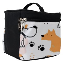 Seamless Pattern Of Cute Dog Puppy Cartoon Funny And Happy Make Up Travel Bag (small) by Wav3s