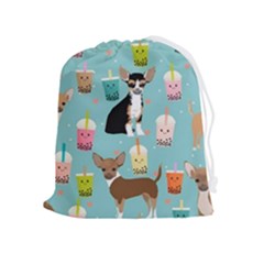 Chihuahua Bubble Kawaii Boba Tea Cute Dog Drawstring Pouch (xl) by Wav3s