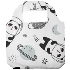 Panda Floating In Space And Star Foldable Grocery Recycle Bag by Wav3s