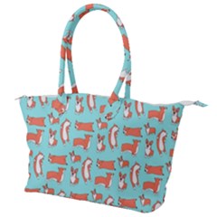 Corgis On Teal Canvas Shoulder Bag by Wav3s