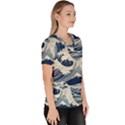 Japanese Wave Pattern Women s V-Neck Scrub Top View3