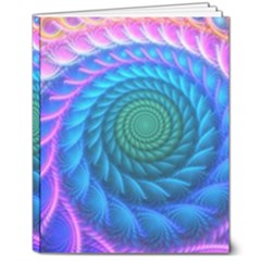 Peacock Feather Fractal 8  X 10  Hardcover Notebook by Wav3s