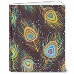 Pattern Feather Peacock 8  X 10  Hardcover Notebook by Wav3s