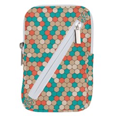 Multicolored Honeycomb Colorful Abstract Geometry Belt Pouch Bag (small) by Vaneshop