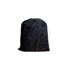Abstract Dark Shine Structure Fractal Golden Drawstring Pouch (small) by Vaneshop