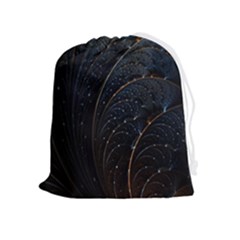 Abstract Dark Shine Structure Fractal Golden Drawstring Pouch (xl) by Vaneshop