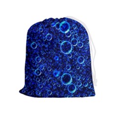 Blue Bubbles Abstract Drawstring Pouch (xl) by Vaneshop