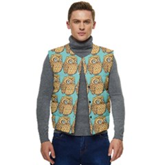 Owl Bird Pattern Men s Short Button Up Puffer Vest	 by Vaneshop