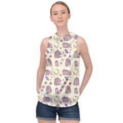 Beautiful Beauty Cartoon Cat High Neck Satin Top by Grandong