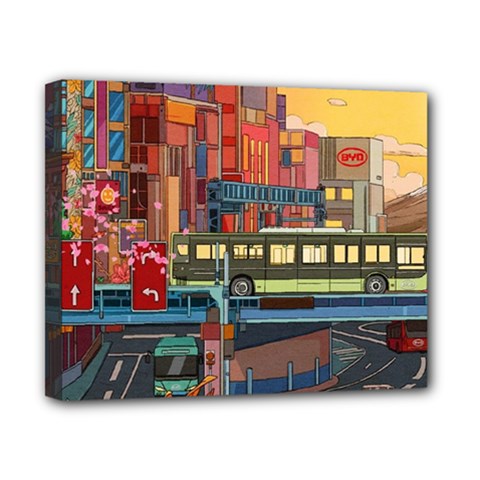 The City Style Bus Fantasy Architecture Art Canvas 10  X 8  (stretched) by Grandong