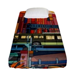 The City Style Bus Fantasy Architecture Art Fitted Sheet (single Size) by Grandong