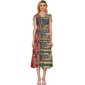 The City Style Bus Fantasy Architecture Art V-Neck Drawstring Shoulder Sleeveless Maxi Dress View1