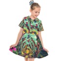 Monkey Tiger Bird Parrot Forest Jungle Style Kids  Short Sleeve Shirt Dress View1