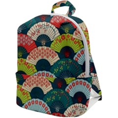 Japanese Fans Bright Pattern Zip Up Backpack by Cowasu
