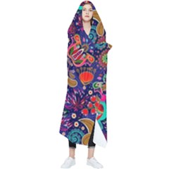 Pattern Colorful Bird Leaf Flower Wearable Blanket by Cowasu