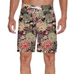 Japanese Flower Art Men s Beach Shorts by Cowasu