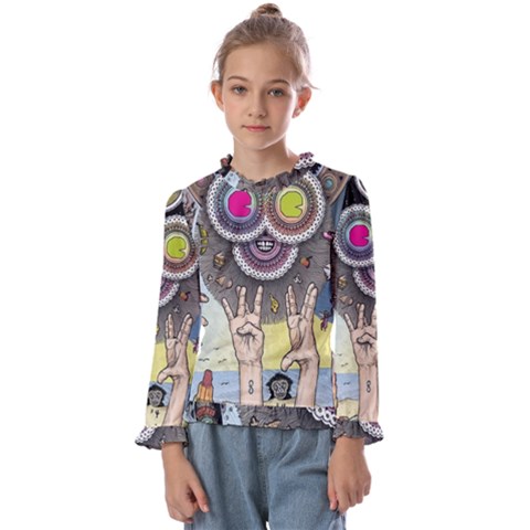 Vintage Trippy Aesthetic Psychedelic 70s Aesthetic Kids  Frill Detail Tee by Bangk1t
