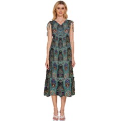 Saint Petersburg  Architecture V-neck Drawstring Shoulder Sleeveless Maxi Dress by Bangk1t