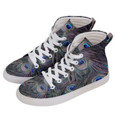 Peacock Feathers Peacock Bird Feathers Women s Hi-top Skate Sneakers by Ndabl3x