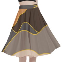 Boho Bohemian Hills Nature Drawing A-line Full Circle Midi Skirt With Pocket by Ndabl3x