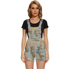 Vintage World Map Short Overalls by Cowasu
