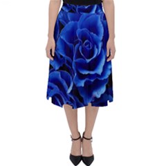 Blue Roses Flowers Plant Romance Blossom Bloom Nature Flora Petals Classic Midi Skirt by Cowasu