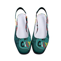 Seamless Pattern With Vehicles Building Road Women s Classic Slingback Heels by Cowasu
