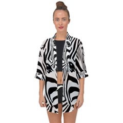 Animal Cute Pattern Art Zebra Open Front Chiffon Kimono by Amaryn4rt