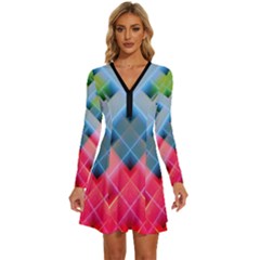 Graphics Colorful Colors Wallpaper Graphic Design Long Sleeve Deep V Mini Dress  by Amaryn4rt