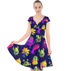 Space Patterns Cap Sleeve Front Wrap Midi Dress by Amaryn4rt