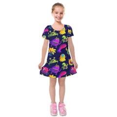 Space Patterns Kids  Short Sleeve Velvet Dress by Amaryn4rt