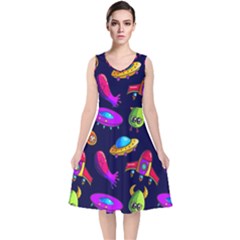 Space Pattern V-neck Midi Sleeveless Dress  by Amaryn4rt