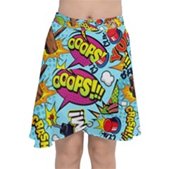 Comic Elements Colorful Seamless Pattern Chiffon Wrap Front Skirt by Amaryn4rt
