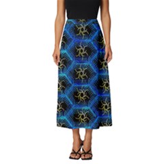 Blue Bee Hive Pattern- Classic Midi Chiffon Skirt by Amaryn4rt