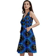 Blue Bee Hive Sleeveless V-neck Skater Dress by Amaryn4rt