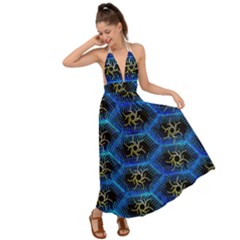 Blue Bee Hive Backless Maxi Beach Dress by Amaryn4rt