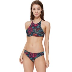 Vintage Flash Tattoos Designs Seamless Pattern Banded Triangle Bikini Set by Amaryn4rt