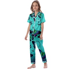 Texture Butterflies Background Kids  Satin Short Sleeve Pajamas Set by Amaryn4rt