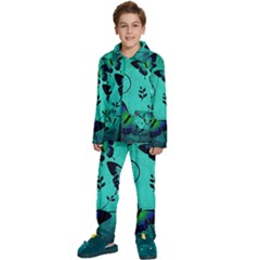 Texture Butterflies Background Kids  Long Sleeve Velvet Pajamas Set by Amaryn4rt