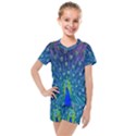 Amazing Peacock Kids  Mesh Tee and Shorts Set View1