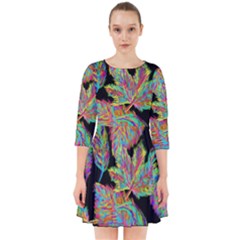 Autumn Pattern Dried Leaves Smock Dress by Simbadda