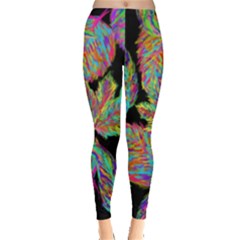 Autumn Pattern Dried Leaves Leggings  by Simbadda