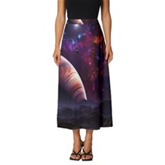 Clouds Fantasy Space Landscape Colorful Planet Classic Midi Chiffon Skirt by Ravend